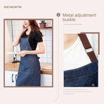 Grembiule in denim senza maniche, tuta da cucina in denim blu con cavezza, 71x65cm