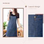 Grembiule in denim senza maniche, tuta da cucina in denim blu con cavezza, 71x65cm