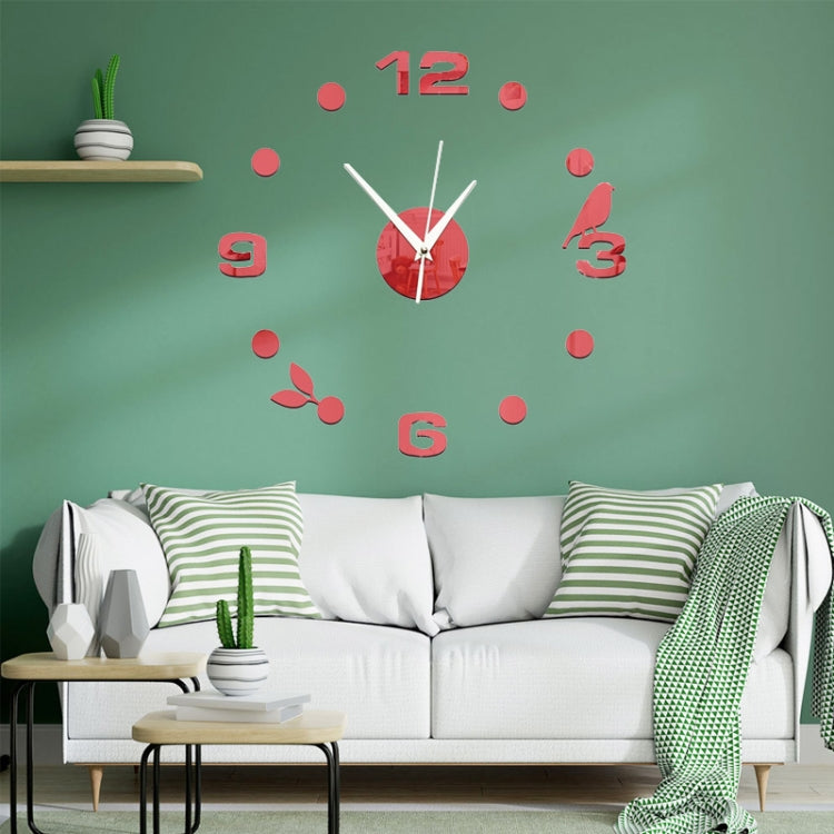 Orologio da parete artistico Sfondo Adesivi murali Adesivi murali TV 3D Orologio da parete con foglie di uccelli Accessori per la casa