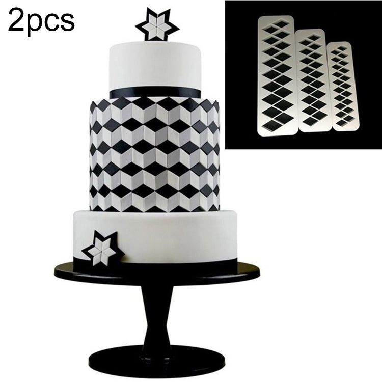 2 pezzi di torta al cioccolato, puzzle geometrico, striscia in rilievo, forma di fondotinta, strumento per stampaggio di stampi per biscotti grafici, Four-sided Diamond, Jigsaw, Hexagon, Square, Regular Triangle, Oblique Triangle