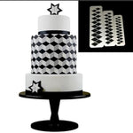 2 pezzi di torta al cioccolato, puzzle geometrico, striscia in rilievo, forma di fondotinta, strumento per stampaggio di stampi per biscotti grafici, Four-sided Diamond, Jigsaw, Hexagon, Square, Regular Triangle, Oblique Triangle