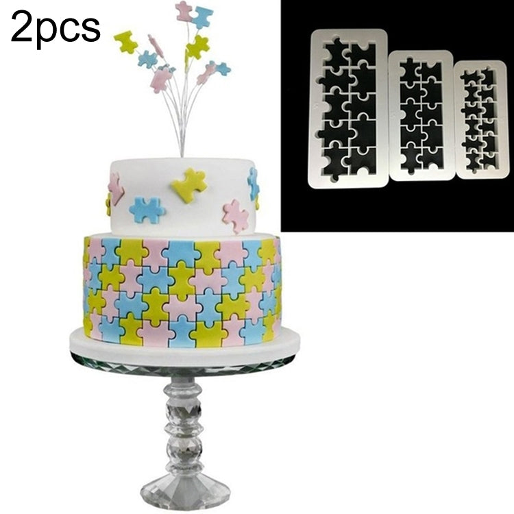 2 pezzi di torta al cioccolato, puzzle geometrico, striscia in rilievo, forma di fondotinta, strumento per stampaggio di stampi per biscotti grafici, Four-sided Diamond, Jigsaw, Hexagon, Square, Regular Triangle, Oblique Triangle
