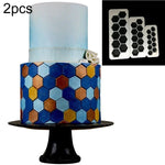 2 pezzi di torta al cioccolato, puzzle geometrico, striscia in rilievo, forma di fondotinta, strumento per stampaggio di stampi per biscotti grafici, Four-sided Diamond, Jigsaw, Hexagon, Square, Regular Triangle, Oblique Triangle
