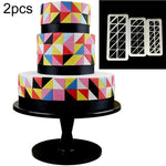 2 pezzi di torta al cioccolato, puzzle geometrico, striscia in rilievo, forma di fondotinta, strumento per stampaggio di stampi per biscotti grafici, Four-sided Diamond, Jigsaw, Hexagon, Square, Regular Triangle, Oblique Triangle