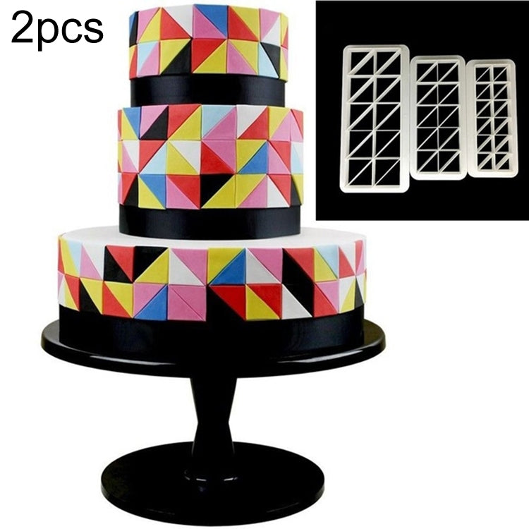 2 pezzi di torta al cioccolato, puzzle geometrico, striscia in rilievo, forma di fondotinta, strumento per stampaggio di stampi per biscotti grafici, Four-sided Diamond, Jigsaw, Hexagon, Square, Regular Triangle, Oblique Triangle