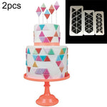 2 pezzi di torta al cioccolato, puzzle geometrico, striscia in rilievo, forma di fondotinta, strumento per stampaggio di stampi per biscotti grafici, Four-sided Diamond, Jigsaw, Hexagon, Square, Regular Triangle, Oblique Triangle