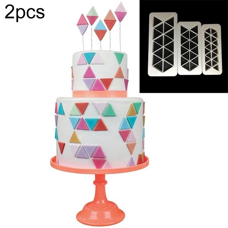 2 pezzi di torta al cioccolato, puzzle geometrico, striscia in rilievo, forma di fondotinta, strumento per stampaggio di stampi per biscotti grafici, Four-sided Diamond, Jigsaw, Hexagon, Square, Regular Triangle, Oblique Triangle