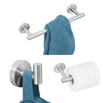 3 in 1 portasciugamani in acciaio inossidabile opaco 304 portasciugamani in carta gancio accessori da bagno set doccia da bagno, Silver, Gold, Black