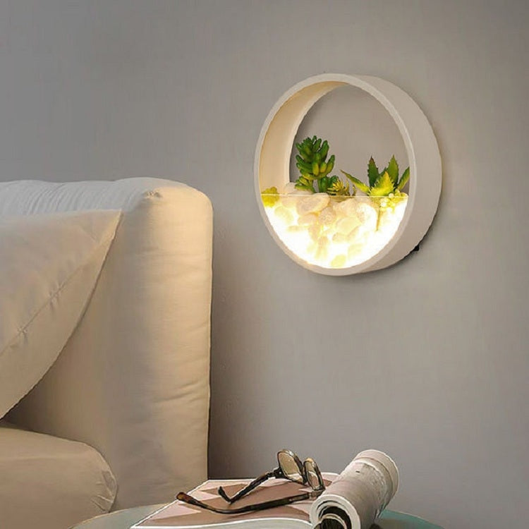 Soggiorno sfondo parete camera da letto comodino rotondo succulente lampada da parete decorativa da giardino, 20 x 5 cm, 30 x 5 cm