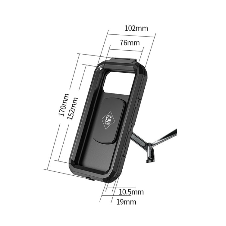 Supporto per telefono touch screen con scatola impermeabile per specchietto retrovisore per motocicletta Kewig, Small Rearview Mirror Installation, Large Rearview Mirror Installation