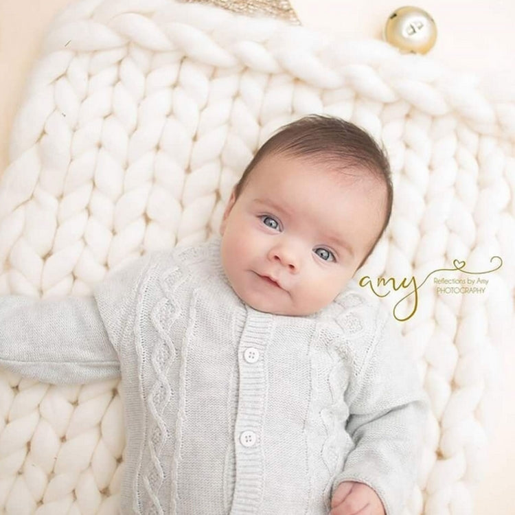 Coperta in lana lavorata a maglia per neonato appena nato Puntelli per fotografia neonato Coperta per cestino in maglia grossa, 50x50cm