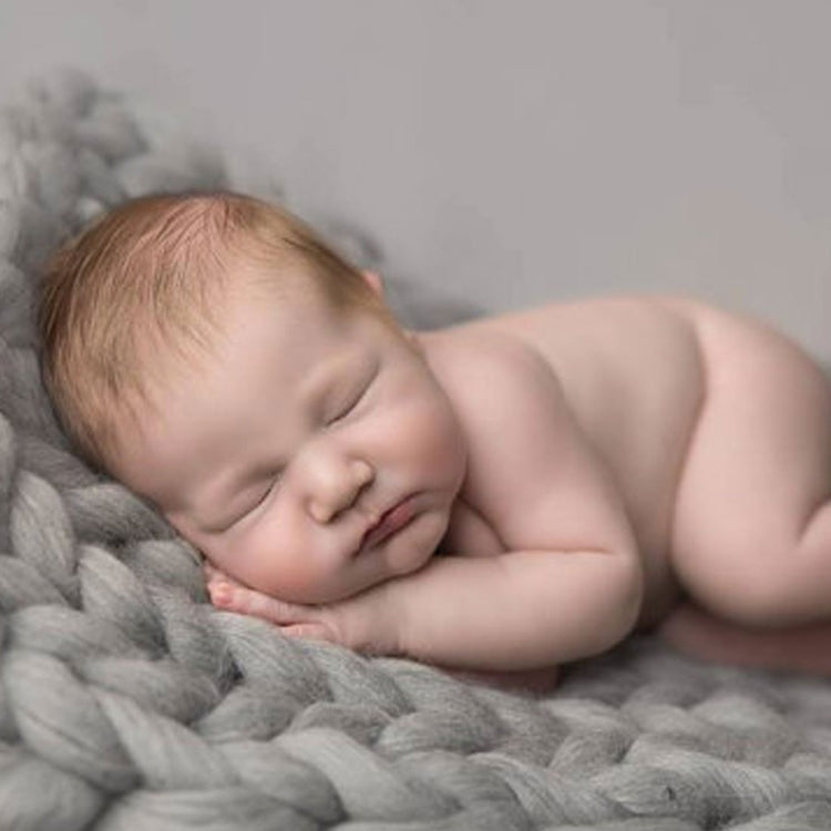 Coperta in lana lavorata a maglia per neonato appena nato Puntelli per fotografia neonato Coperta per cestino in maglia grossa, 50x50cm