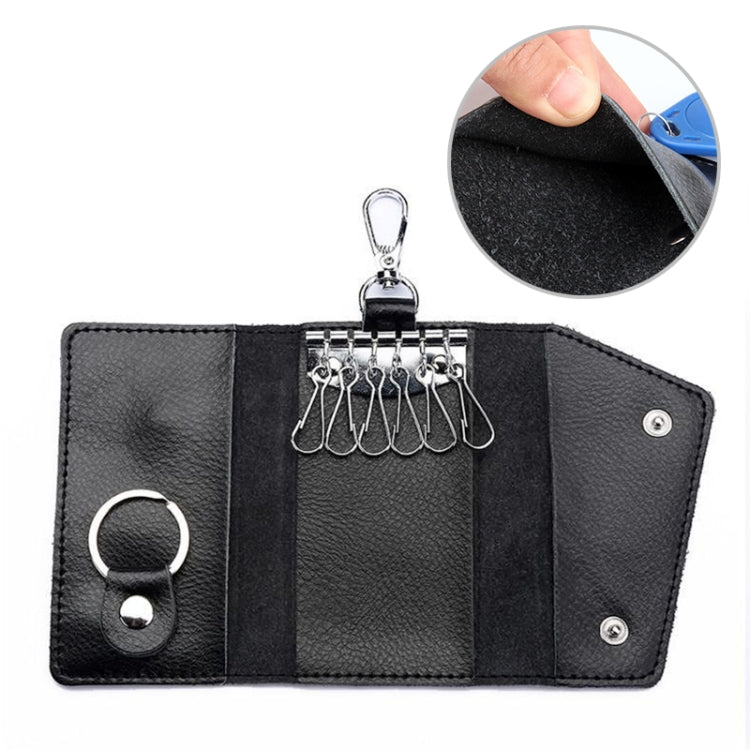 Borsa portachiavi multifunzionale in pelle con texture litchi