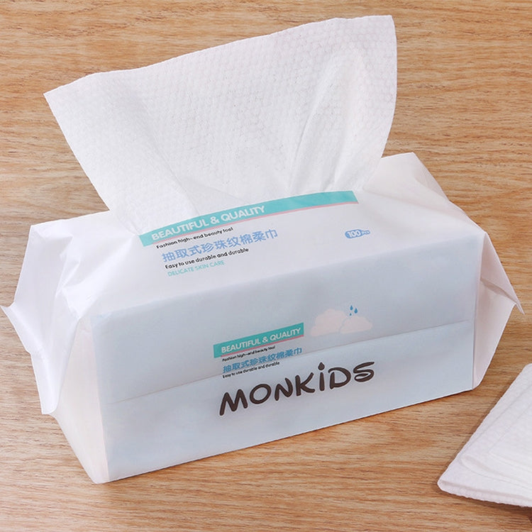 MONKIDS KS037 Asciugamano monouso per il viso Asciugamano detergente perlato ispessimento in puro cotone, 100 SheetS Pearls Texture