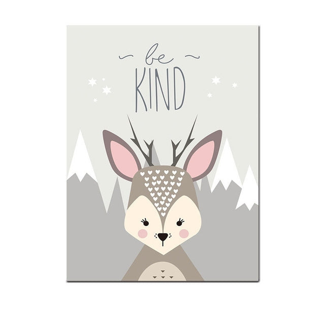 Poster con animali Pittura Cartoon Nursery Wall PictureDecorazione della stanza dei bambini senza cornice, 13x18cm, 15x20cm, 20x25cm, 21x30cm, 30x40cm, 40x50cm