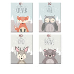 Poster con animali Pittura Cartoon Nursery Wall PictureDecorazione della stanza dei bambini senza cornice, 13x18cm, 15x20cm, 20x25cm, 21x30cm, 30x40cm, 40x50cm