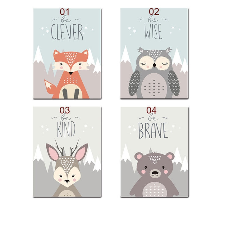 Poster con animali Pittura Cartoon Nursery Wall PictureDecorazione della stanza dei bambini senza cornice, 13x18cm, 15x20cm, 20x25cm, 21x30cm, 30x40cm, 40x50cm