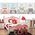 Poster con animali Pittura Cartoon Nursery Wall PictureDecorazione della stanza dei bambini senza cornice, 13x18cm, 15x20cm, 20x25cm, 21x30cm, 30x40cm, 40x50cm