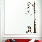 Adesivo da parete ecologico per soggiorno, camera da letto, gatto con lampione, Street Lamp Cat
