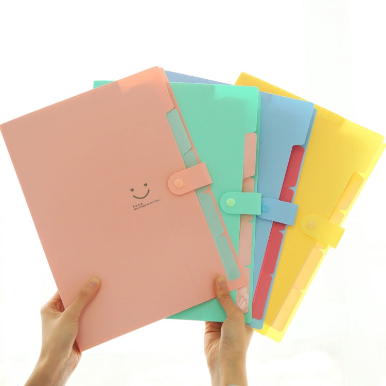 Cartella portadocumenti multistrato con volto sorridente color caramello Cartella in plastica per libri informativi