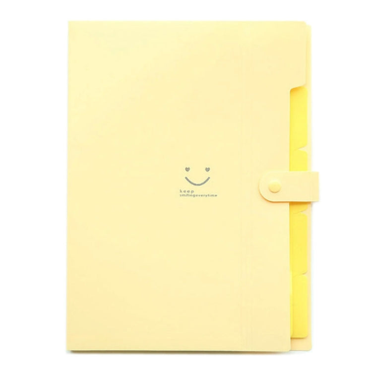 Cartella portadocumenti multistrato con volto sorridente color caramello Cartella in plastica per libri informativi