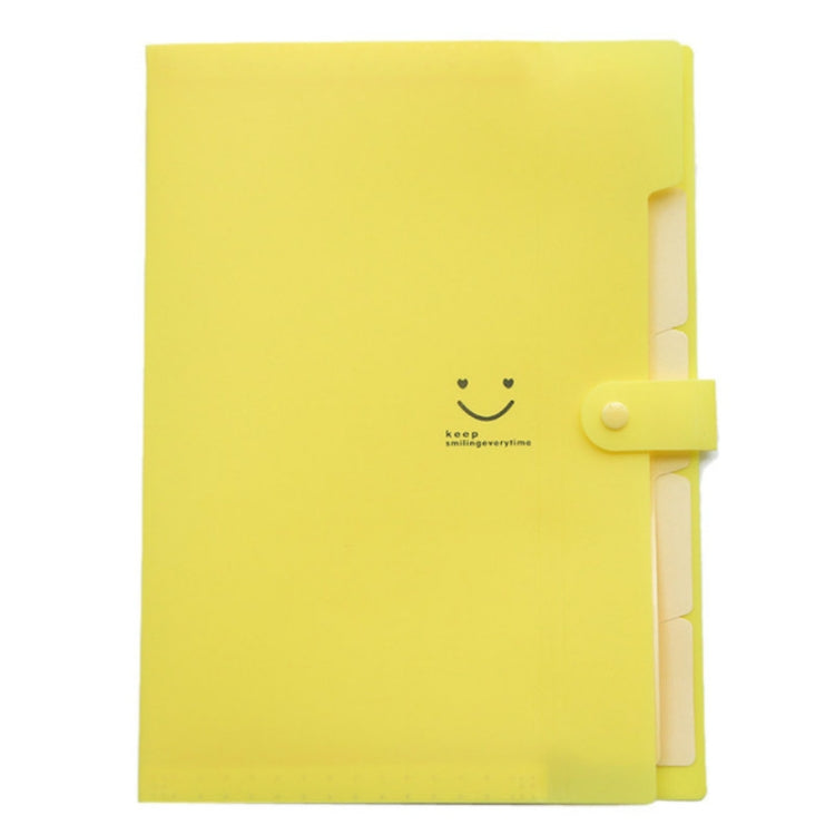 Cartella portadocumenti multistrato con volto sorridente color caramello Cartella in plastica per libri informativi