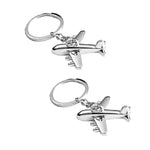 2 pezzi di souvenir con ciondolo portachiavi in metallo per aereo stereo creativo, Silver Small Plane