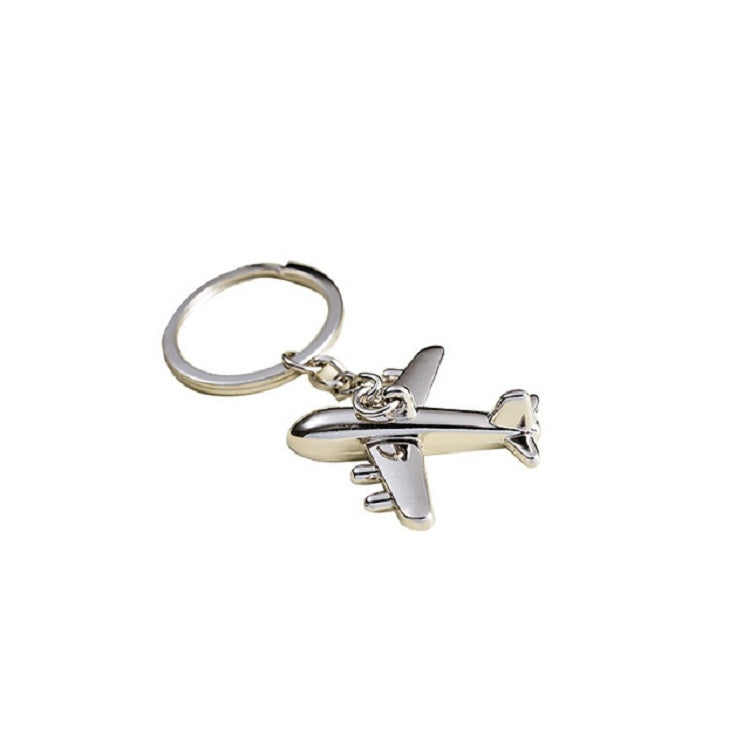 2 pezzi di souvenir con ciondolo portachiavi in metallo per aereo stereo creativo, Silver Small Plane