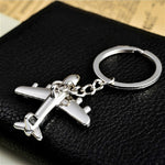2 pezzi di souvenir con ciondolo portachiavi in metallo per aereo stereo creativo, Silver Small Plane