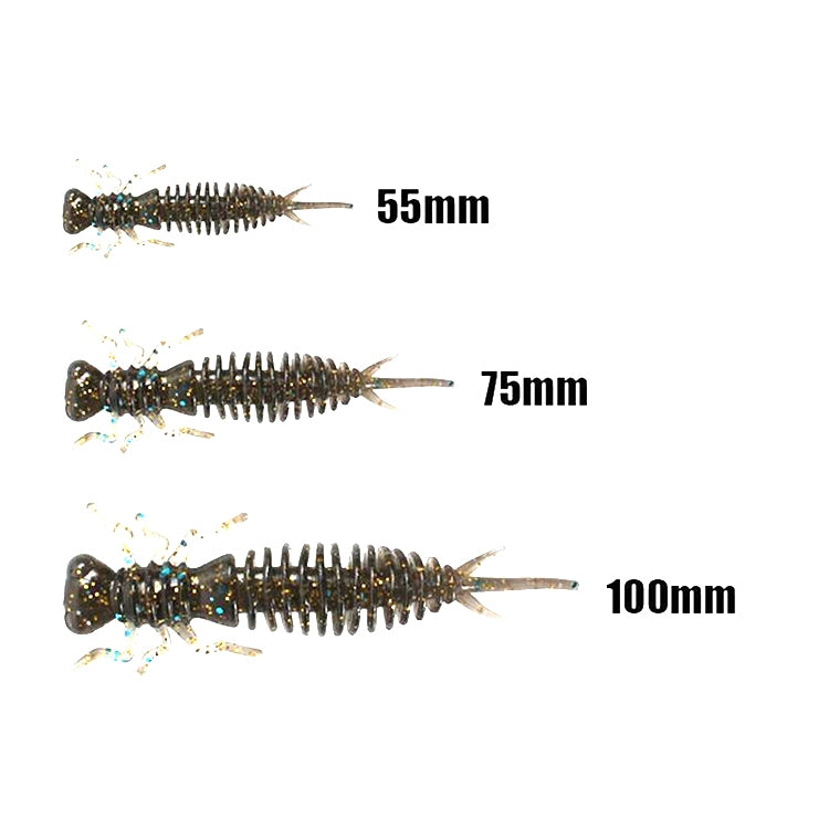 Esca esca morbida in silicone per larve a 8 colori da 15 pezzi, 55MM, 75MM, 100MM