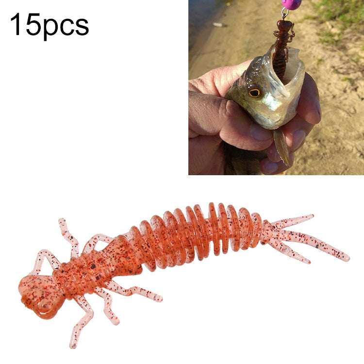 Esca esca morbida in silicone per larve a 8 colori da 15 pezzi, 55MM, 75MM, 100MM