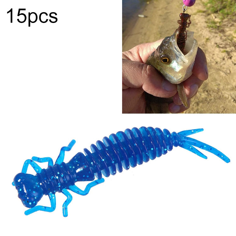 Esca esca morbida in silicone per larve a 8 colori da 15 pezzi, 55MM, 75MM, 100MM