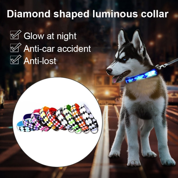 Collare per cani a LED ricaricabile con motivo scozzese, collare per cani di piccola taglia, S, M, L, XL