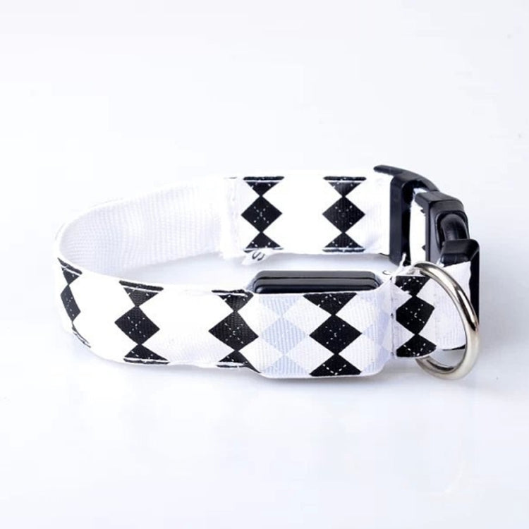 Collare per cani a LED ricaricabile con motivo scozzese, collare per cani di piccola taglia, S, M, L, XL