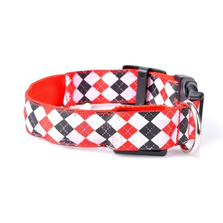Collare per cani a LED ricaricabile con motivo scozzese, collare per cani di piccola taglia, S, M, L, XL