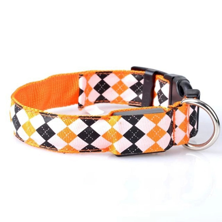 Collare per cani a LED ricaricabile con motivo scozzese, collare per cani di piccola taglia, S, M, L, XL