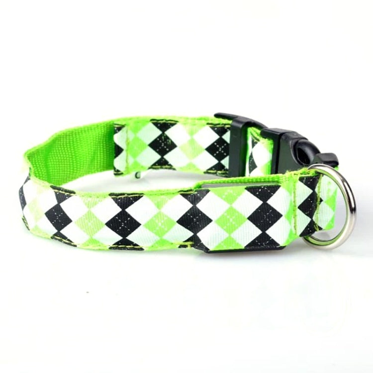 Collare per cani a LED ricaricabile con motivo scozzese, collare per cani di piccola taglia, S, M, L, XL