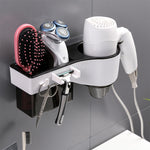 Appendiabiti per asciugacapelli, punch gratuito, portaoggetti per WC multifunzione a parete per bagno