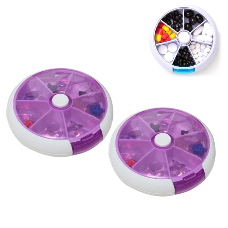 2 portapillole in plastica rotanti a sette griglie, portatili, rotondi, multifunzionali, creativi, da 2 pezzi