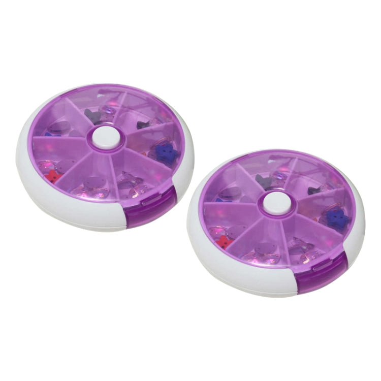 2 portapillole in plastica rotanti a sette griglie, portatili, rotondi, multifunzionali, creativi, da 2 pezzi