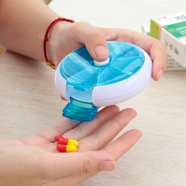 2 portapillole in plastica rotanti a sette griglie, portatili, rotondi, multifunzionali, creativi, da 2 pezzi