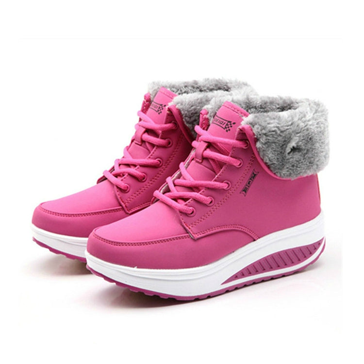 Stivaletti da donna Stivali in pizzo da neve Scarpe con zeppa femminili autunnali e invernali, 35, 36, 37, 38, 39, 40
