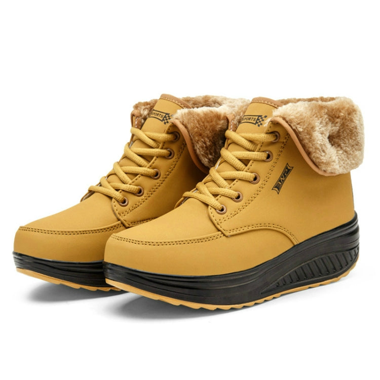 Stivaletti da donna Stivali in pizzo da neve Scarpe con zeppa femminili autunnali e invernali, 35, 36, 37, 38, 39, 40