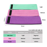 Fascia di resistenza per yoga con fascia di tensione in poliestere-cotone + filato di lattice, dimensioni: 76 x 8 cm, Lake Blue Weak Pull, Pink Rally Medium, Purple Rally