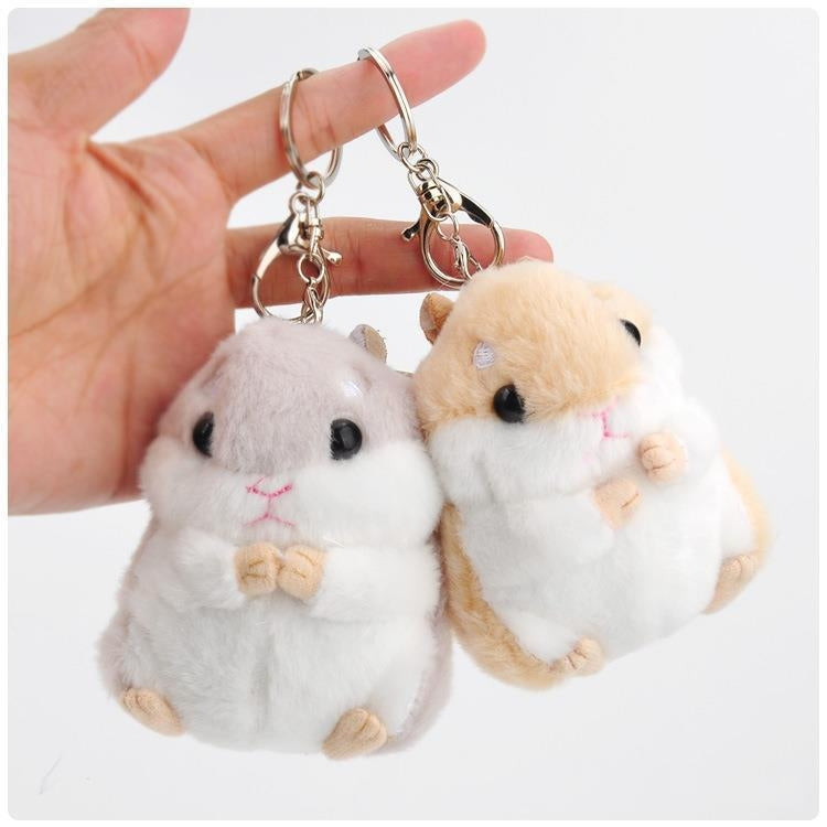 Bambola di peluche portachiavi con criceto 10 cm