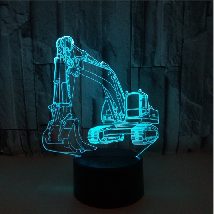 Lampada da tavolo creativa piccola luce colorata per escavatore 3D luce colorata touch control, Touch Switch with Black Base, Touch Switch + Remote Control with Black Base, Touch Switch with Crack Base, Touch Switch + Remote Control with Crack Base