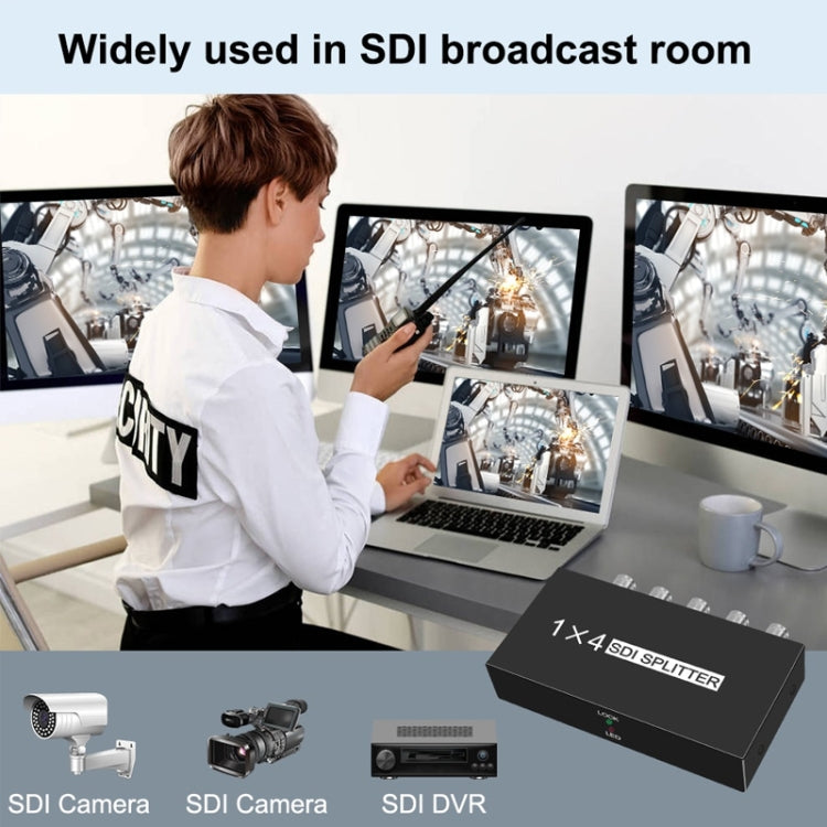 Splitter video SDI con amplificatore di distribuzione SD-SDI / HD-SDI / 3G-SDI 1 ingresso 4 uscite, 1 In 4 Out