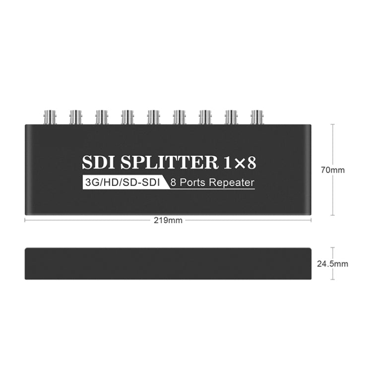 Splitter video SDI con amplificatore di distribuzione SD-SDI / HD-SDI / 3G-SDI 1 ingresso 8 uscite, 1 In 8 Out
