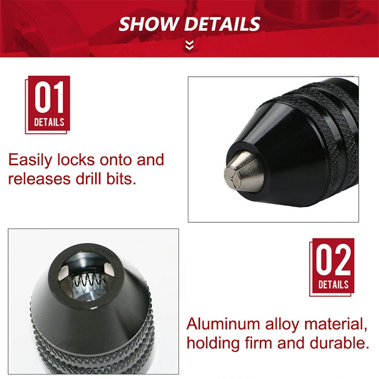 Utensile elettrico per mandrino a tre griffe per conversione mini mandrino per trapano con codolo esagonale, Hex Shank Silver Chuck (0.3-6.5mm), Hex Shank Black Chuck (0.8-8mm)A, Hex Shank Black Chuck (0.3-6.5mm) B, Hex Shank Black Chuck (0.3-3.6mm)   ...