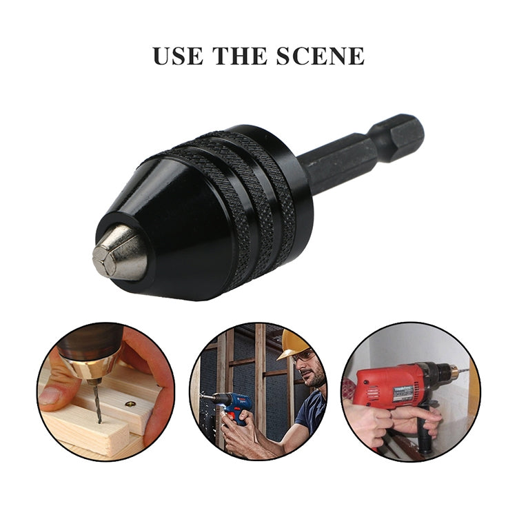 Utensile elettrico per mandrino a tre griffe per conversione mini mandrino per trapano con codolo esagonale, Hex Shank Silver Chuck (0.3-6.5mm), Hex Shank Black Chuck (0.8-8mm)A, Hex Shank Black Chuck (0.3-6.5mm) B, Hex Shank Black Chuck (0.3-3.6mm)   ...